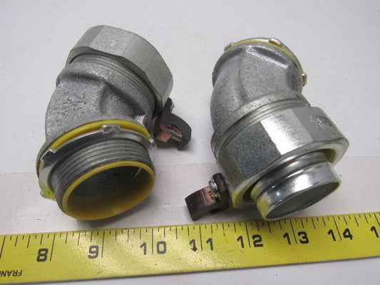 Crouse Hinds Co LTB15045GC 1-1/2" 45° Grounded Liquidtight Connector Lot of 2