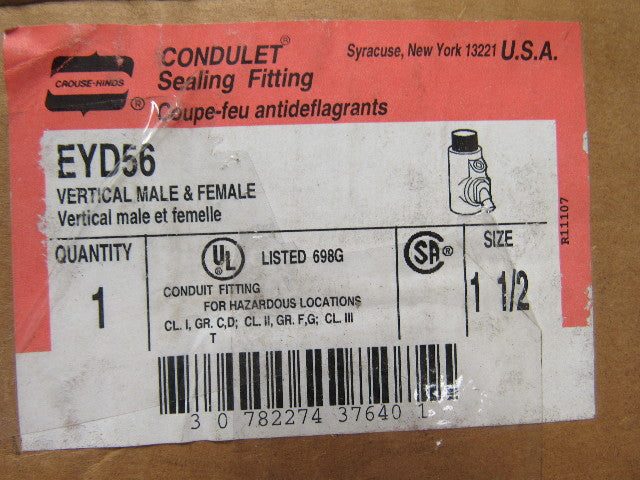 Crouse Hinds Co EYD66 2" Sealing Fitting w/Drain Hazardous Location