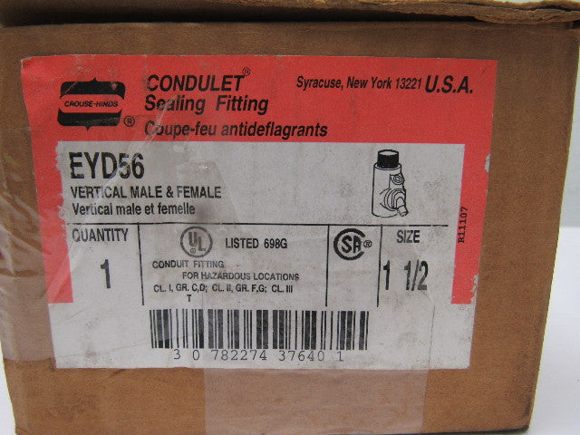 Crouse Hinds Co EYD56 1-1/2" Sealing Fitting w/Drain Hazardous Location