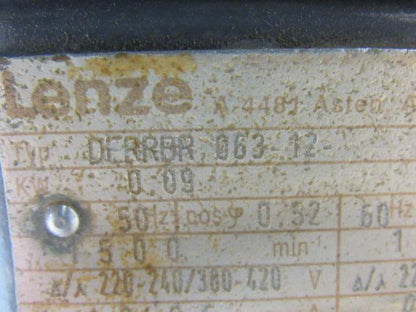 Lenze DERRBR,063-12 220-277/380-480V 50/60Hz. 3 Ph. 1800 RPM Motor With Brake