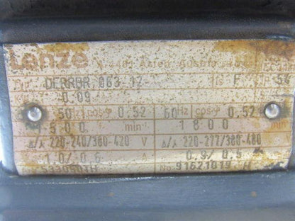 Lenze DERRBR,063-12 220-277/380-480V 50/60Hz. 3 Ph. 1800 RPM Motor With Brake