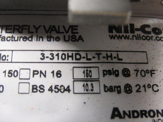Andronaco NII-Cor 3-31HD-L-T-H-L 6" Butter Fly Valve W/Handle