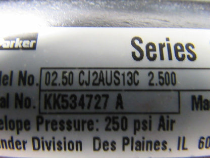 Parker CJ2AUS13C Series 2A 2-1/2" Stroke 5/8" Rod Air Cylinder Button Head Rod