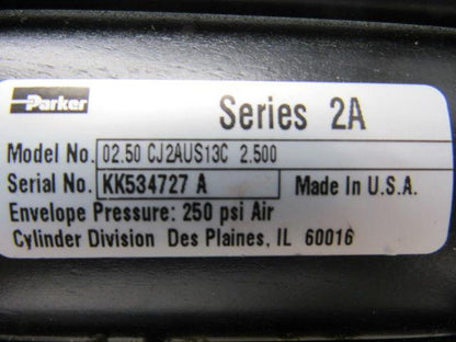Parker CJ2AUS13C Series 2A 2-1/2" Stroke 5/8" Rod Air Cylinder Button Head Rod