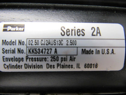 Parker CJ2AUS13C Series 2A 2-1/2" Stroke 5/8" Rod Air Cylinder Button Head Rod
