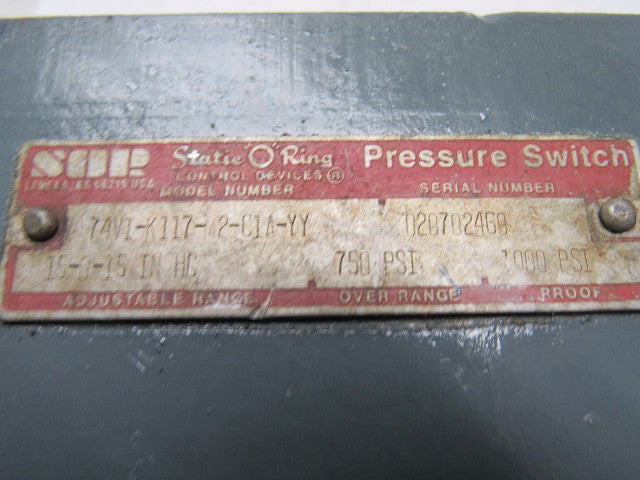 SOR 74V1-K117-M2-CIA-YY Adj. Dead Band Pressure Switch Flange  See Description