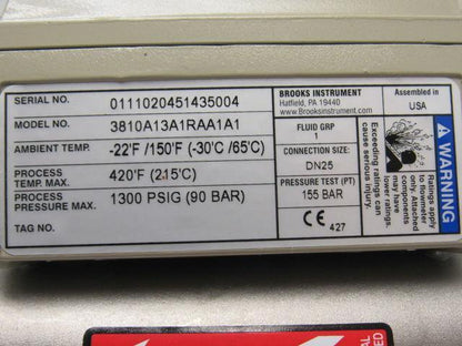 Brooks 3810A13A1RAA1A1 Metal Tube Variable Area Flowmeter 1" NPT