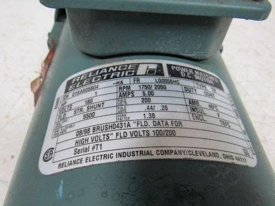 Reliance 01KA505604 Power Matched 180V DC Motor 1750RPM 1 Hp. 5/8" Shaft