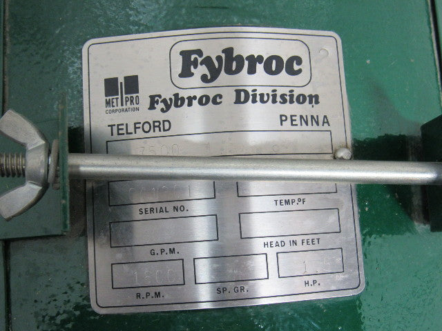 Fybroc 1.5x3x6 7500 Corrosive Liquid  Cantilever Pump 60GPM W/ Siemens 1.5HP