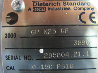 Dieterich Standard 3000GPK25GP Pro-Ducer Flow Meter Calibrated 0-150 PSIG