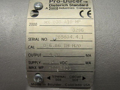 Dieterich Standard 2000HX030A10 HP Pro-Ducer Flow Meter Calibrated 0-6.86