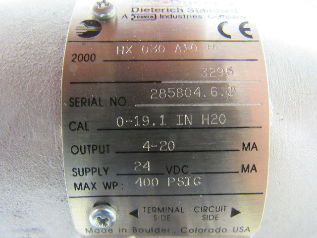 Dieterich Standard 2000HX030A10 HP Pro-Ducer Flow Meter Calibrated 0-19.1
