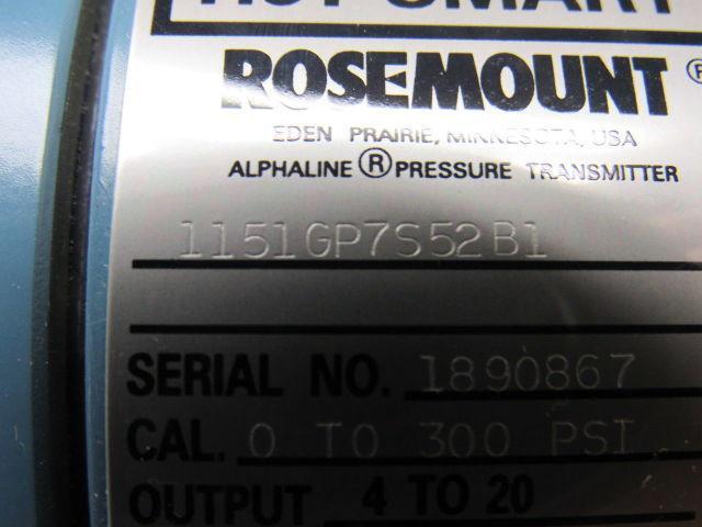 Rosemount 1151GP7S52B1 Gage Pressure Transmitter 300PSI W/2" Pipe Mount