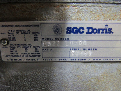 SCG Dorris 8522 LH-DO Double Reduction Base Mount Gear Reducer Drive 22:1 Ratio