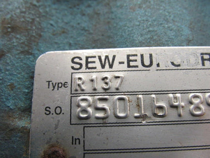 SEW-EURODRIVE R137 Inline Gear Drive Speed Reducer 16.80:1 Ratio 70800Lbs Torque