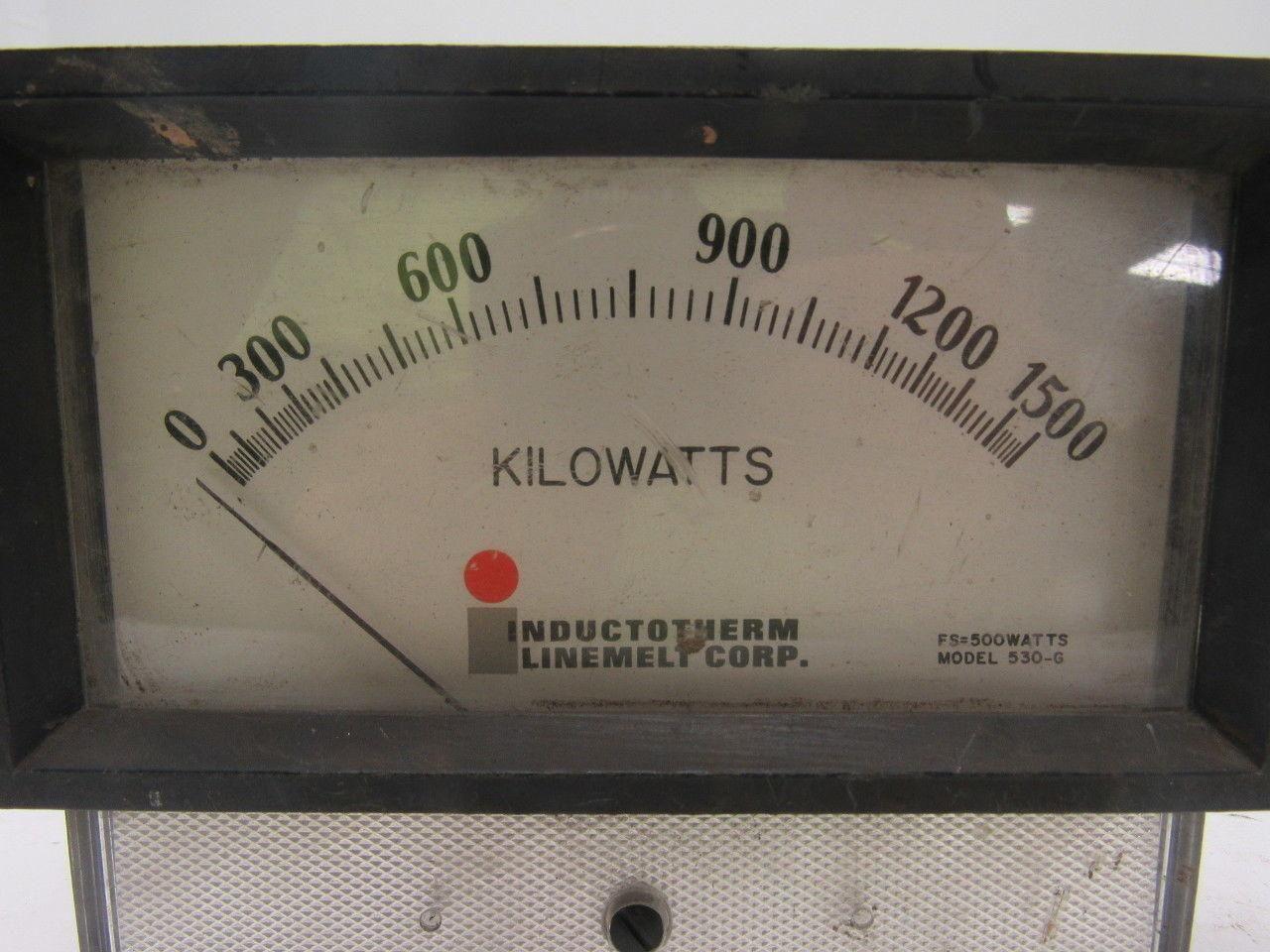 Inductotherm 530-G Kilowatts Panel Meter 0-1500 5-5/8" X 4-1/2"