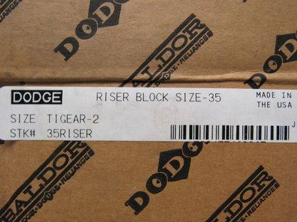 Dodge 35RISER Tigear Speed Reducer Gear Box Riser Block Kit Size 35 NIB