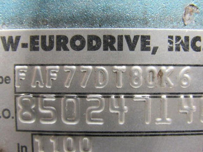 SEW EURODRIVE 8502471400000001 FAF77DT80K6 Gearmotor .5 HP 198.31 5.6 RPM Out