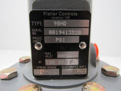 FISHER 98HD Differential Pressure Relief Valve 400PSI Max In 15-35 Spring
