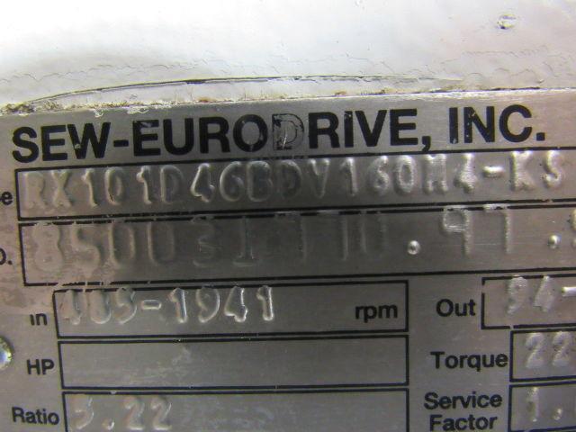 SEW-EURODRIVE RX101D46BDV160N4-KS Inline Double Reduction Gearmotor 5.22:1