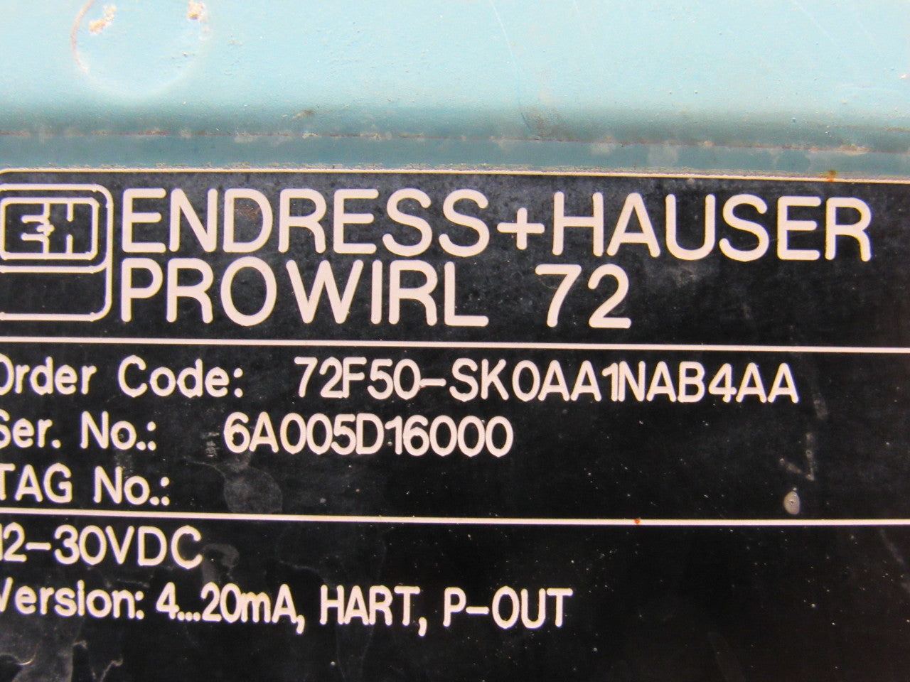 Endress Hauser 72F50-SK0AA1NAB4AA Prowler 72 Vortex Flow Meter  12-30VDC