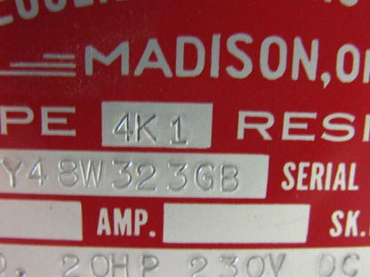 EUCLID ELEC. Y48W323GB  4K1 3004 Type K Short Frame Coil Resistor 230V DC 20HP