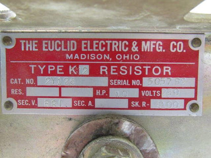 EUCLID ELEC. 2Y126 K2 Resistor 10HP 230V DC SEC V BRL Vintage New Shipped 1967 !