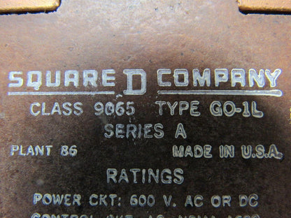 Square D 9065 GO-1L Series A Thermal Overload Relay Open Type Melting Alloy
