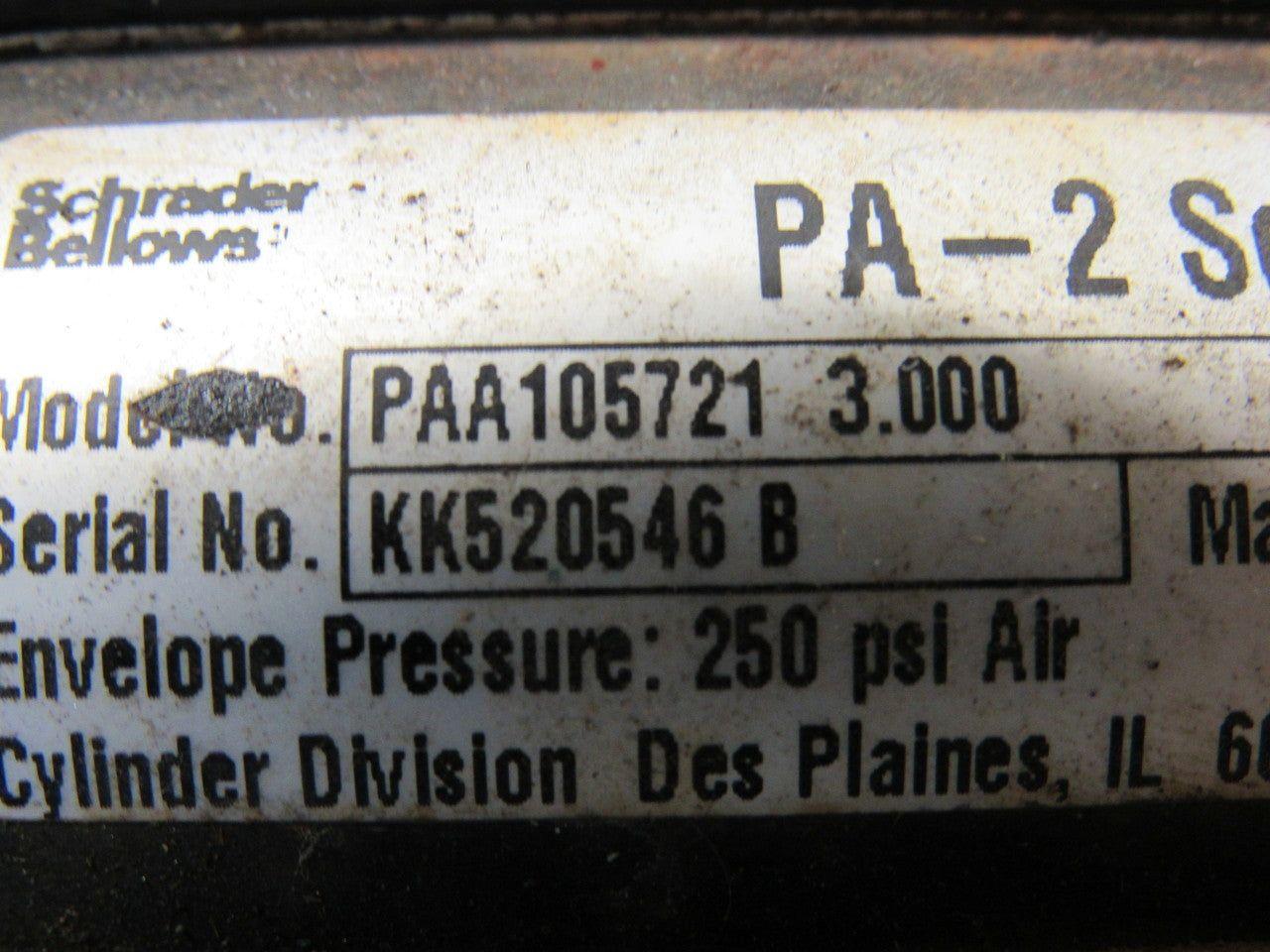 Schrader Bellows PAA105721 1-1/4" Bore X 3" Stroke Pneumatic Air Cylinder