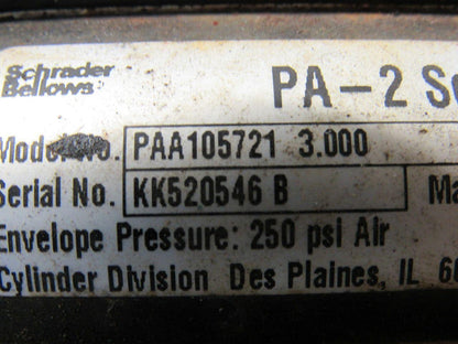 Schrader Bellows PAA105721 1-1/4" Bore X 3" Stroke Pneumatic Air Cylinder