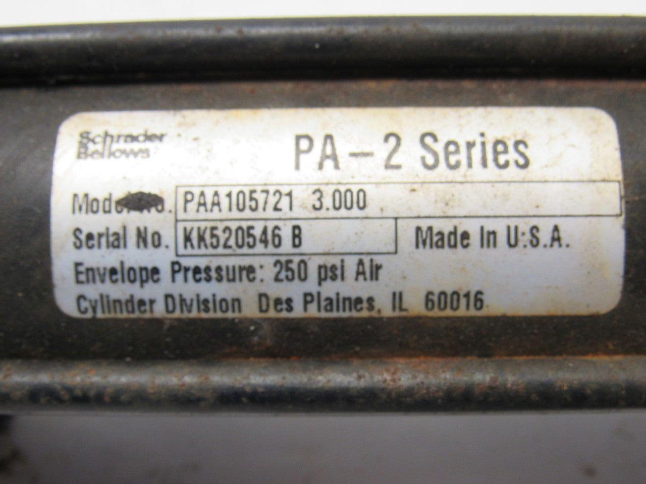 Schrader Bellows PAA105721 1-1/4" Bore X 3" Stroke Pneumatic Air Cylinder