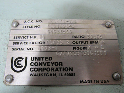 United Conveyor Corp. 353593-7WL Bottom Ash Crusher Gear Reducer 30.65:1 Ratio