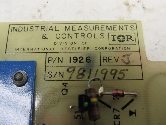 Indust. Measurements & Controls 1926-1004J REV. J Firing PC Board Card 50/60 Hz.