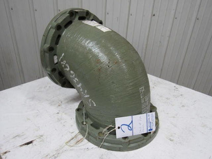 NOV 022100-362-0 10" Flanged Fiberglass 90° Elbow Green Thread 225 PSIG