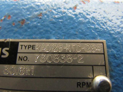 Siemens KAD128-KTC-284 Gear Speed Reducer 30.61:1 Ratio Hollow Shaft 57.7 RPM