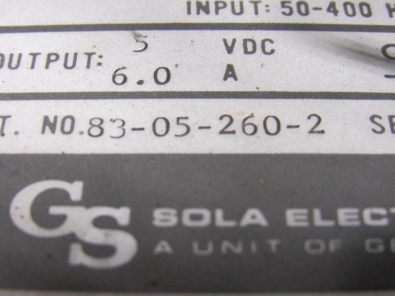 Sola Electric 83-05-260-2 Power Supply 120-240V Input 5V 6A Output Lot of 2