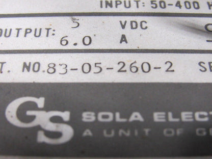 Sola Electric 83-05-260-2 Power Supply 120-240V Input 5V 6A Output Lot of 2