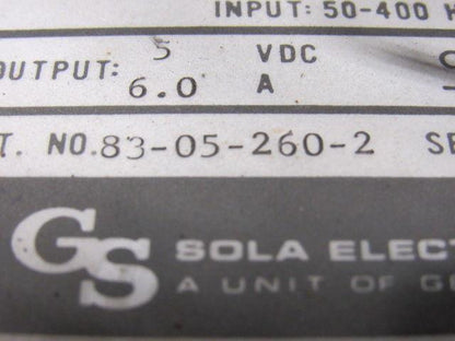Sola Electric 83-05-260-2 Power Supply 120-240V Input 5V 6A Output Lot of 2