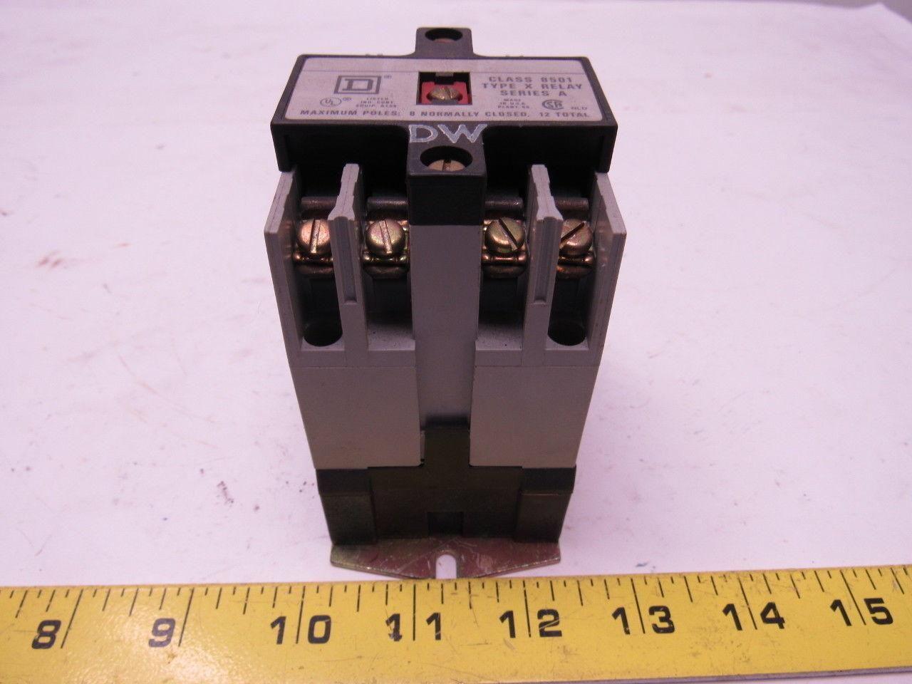 Square D 8501 Type XO-40 Series A Open Type AC Control Relay 120V 60Hz Coil