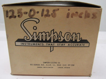 Simpson Analog Panel Meters -125 - 0 - +125 INCHES