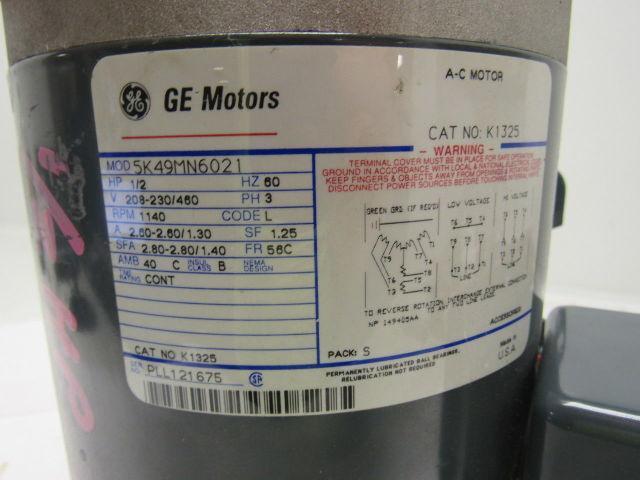 GE Fanuc 5K49MN6021 1/2HP 1140RPM 208-230/460V 3PH  Electric Motor