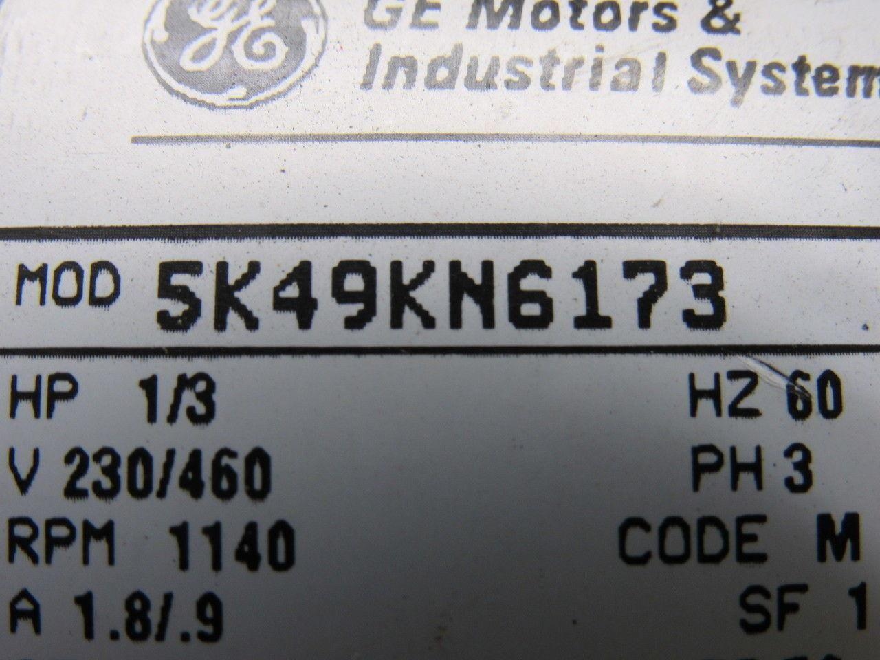 GE Fanuc 5K49KN6173 1/3HP 3PH 230/460V 1140RPM Electric Motor