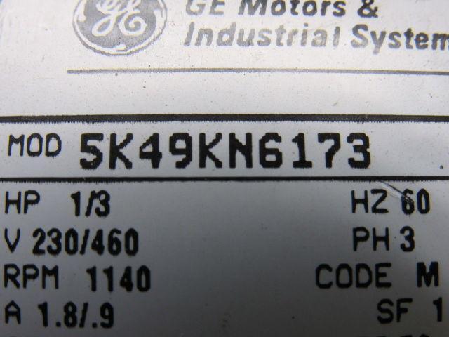 GE Fanuc 5K49KN6173 1/3HP 3PH 230/460V 1140RPM Electric Motor