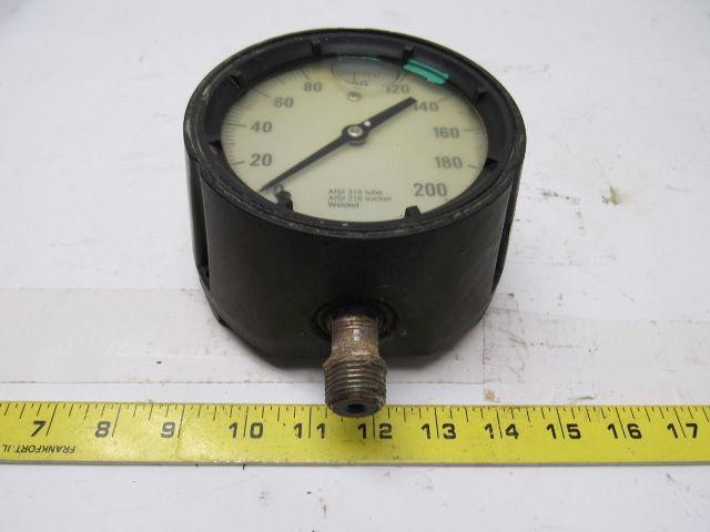 Ashcroft Q-4832 0-200PSI AISI 316  Tube & Socket Welded Oil filled Gauge 4"