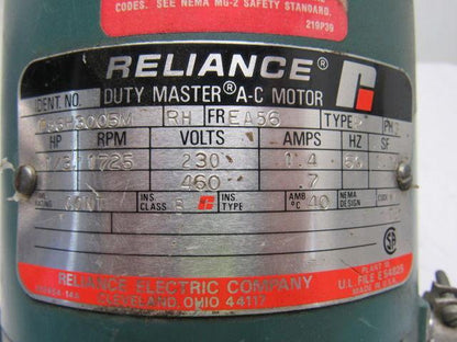Reliance P56H3005M 1/3HP Electric Motor 3PH 230/460V 1725 RPM EA56 Frame