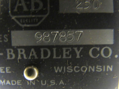 A-B Allen Bradley 987857 Bulletin 202 DC Contactor Size 2 45A 250 VDC
