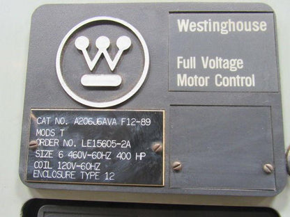 WESTINGHOUSE 400 HP 460V Full Voltage Non-Rev. Motor Controller W/ Breaker Dis.