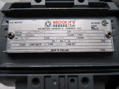 Brook Hansen 1927303-02 1/2HP 3PH 230/460V 1100RPM Electric Motor