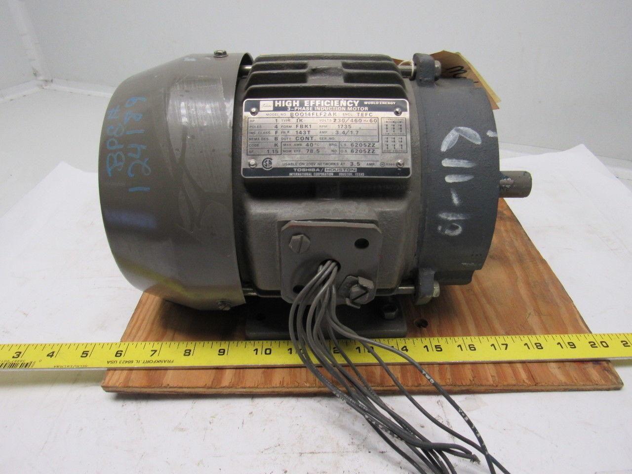 Toshiba  B0014FLF2AK 1HP 3PH 230/460V 1735RPM Electric Motor