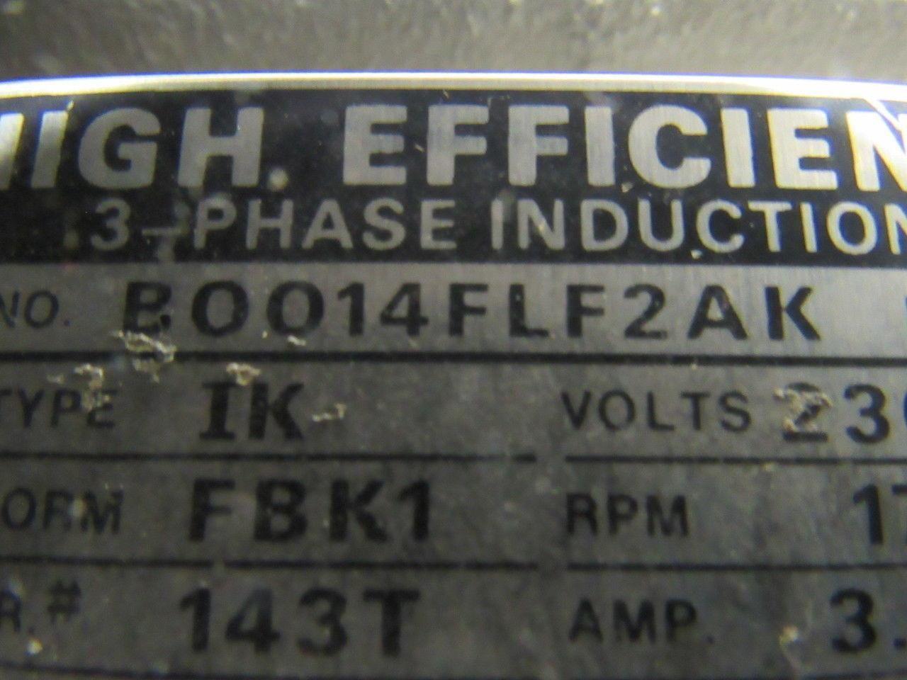 Toshiba  B0014FLF2AK 1HP 3PH 230/460V 1735RPM Electric Motor